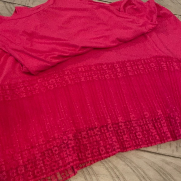 LOGO by Lori Goldstein Rayon 230 Dress Broomstick Lace Wild Berry Small Petite - Picture 14 of 15